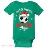 Funny Santa's Favorite Soccer Player Christmas Pajama Baby Bodysuit thumb 0