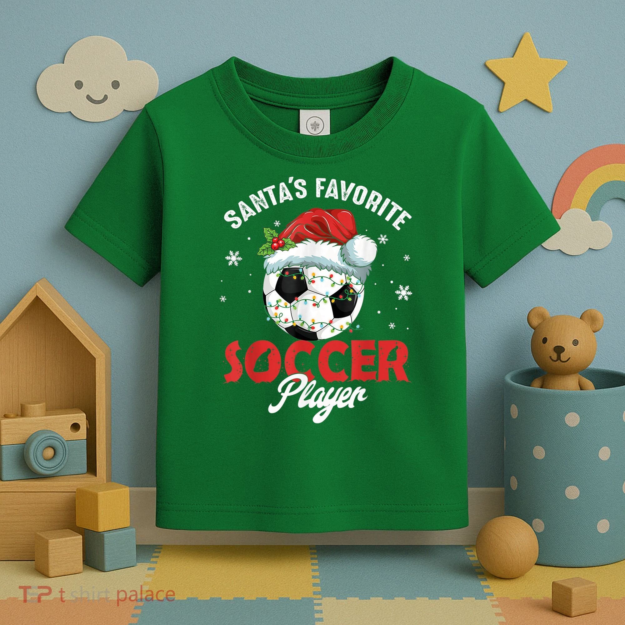 Funny Santa's Favorite Soccer Player Christmas Pajama Toddler T-Shirt