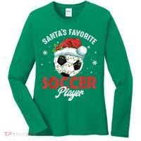 Funny Santa's Favorite Soccer Player Christmas Pajama Women's Long Sleeve Shirt thumb 0