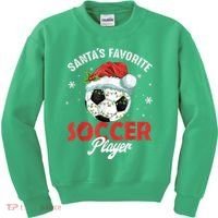 Funny Santa's Favorite Soccer Player Christmas Pajama Kids Sweatshirt thumb 0