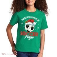 Funny Santa's Favorite Soccer Player Christmas Pajama Kids T-Shirt thumb 2
