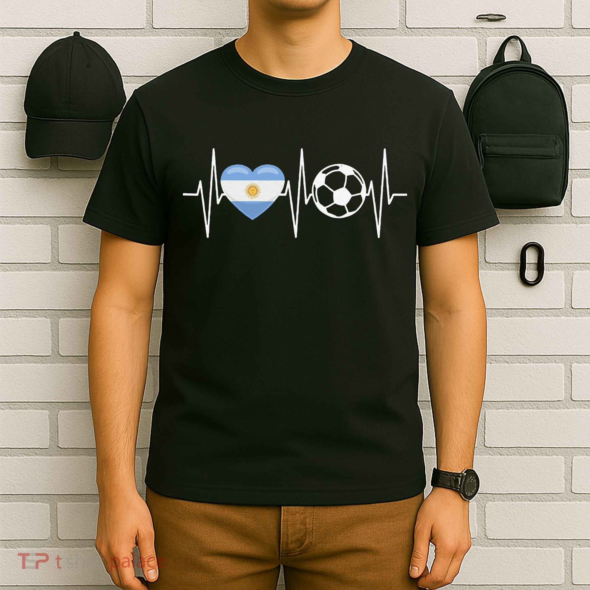 Funny Soccer Fan Heartbeat Argentines vintage T-Shirt