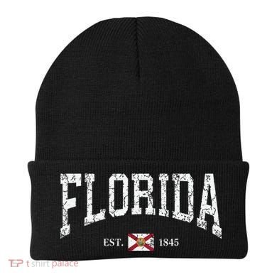 Florida State Flag Est 1845 Vintage Distressed Beanie