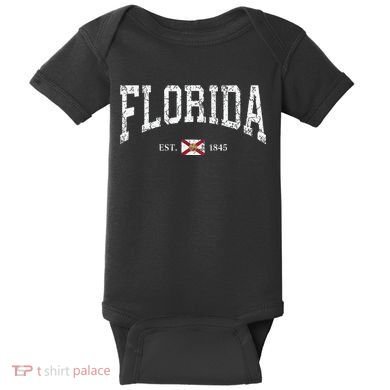 Florida State Flag Est 1845 Vintage Distressed Baby Bodysuit