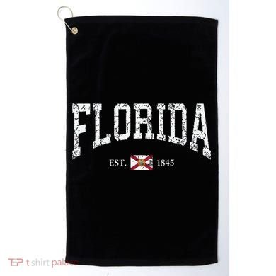 Florida State Flag Est 1845 Vintage Distressed Golf Towel
