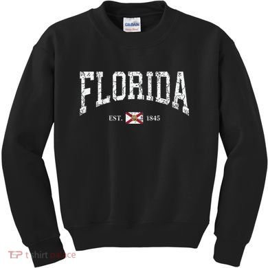 Florida State Flag Est 1845 Vintage Distressed Kids Sweatshirt