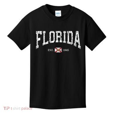Florida State Flag Est 1845 Vintage Distressed Kids T-Shirt