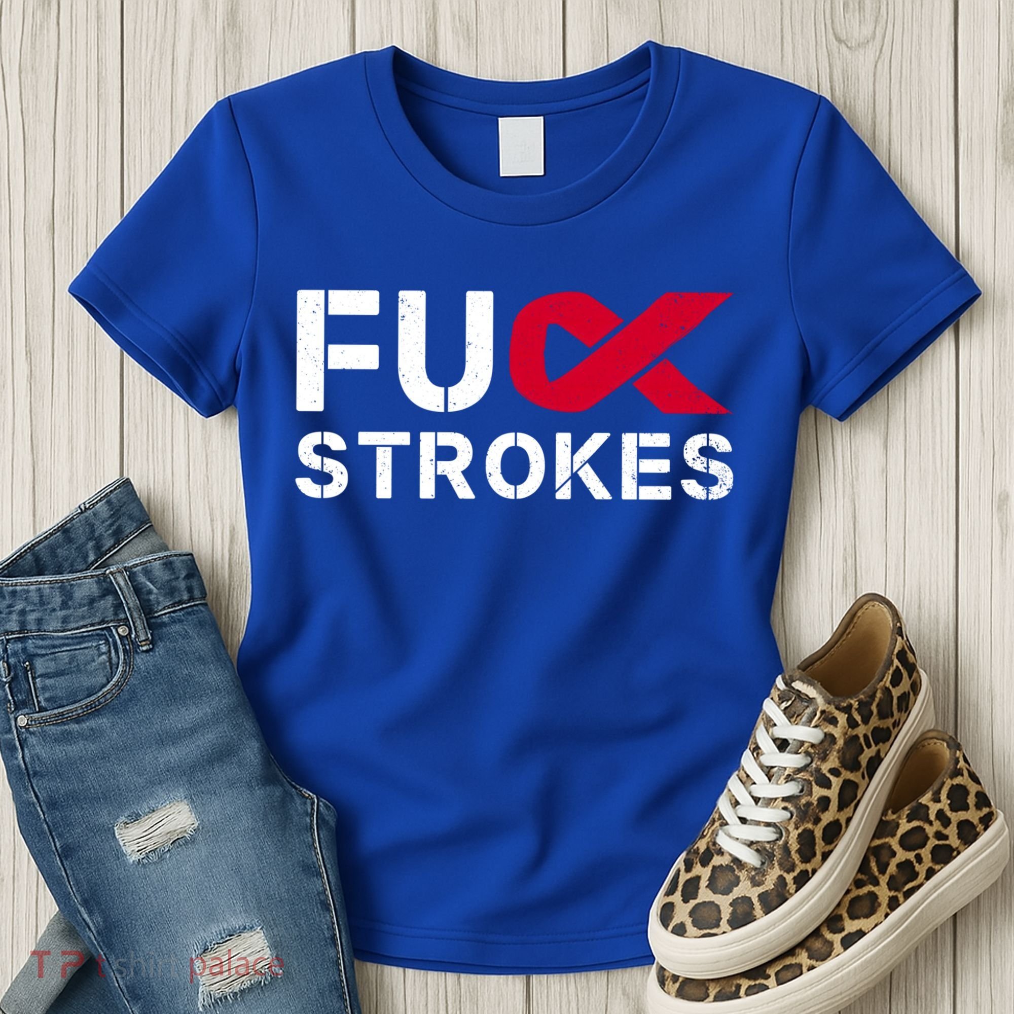 Fuck Strokes Fu Survivor Stroke Awareness Month Red Ribbon Great Gift Women's T-Shirt