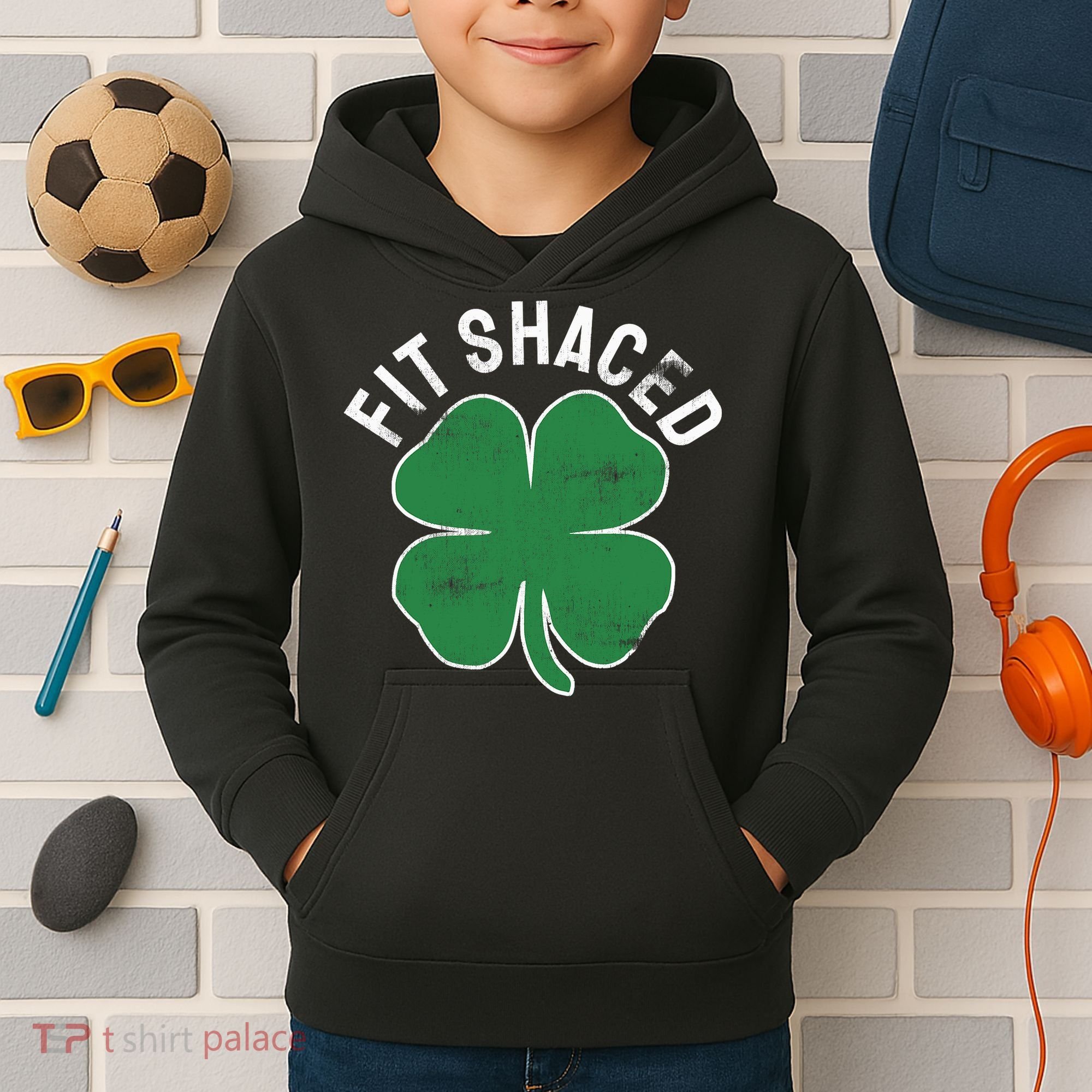 Fit Shaced Funny Irish Drinking ST PATRICKS DAY Shamrock Kids Hoodie