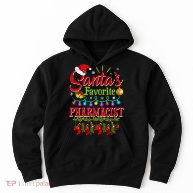 Funny SantaS Favorite Pharmacist Christmas Santa Hat Light Hoodie