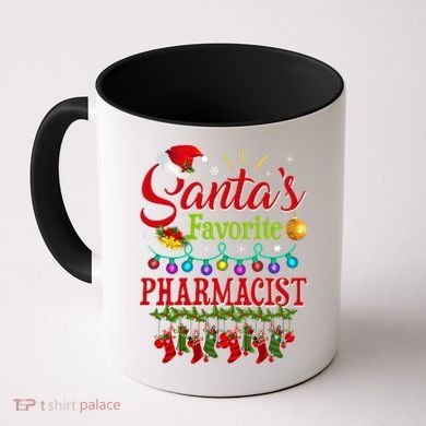 Funny SantaS Favorite Pharmacist Christmas Santa Hat Light Coffee Mug