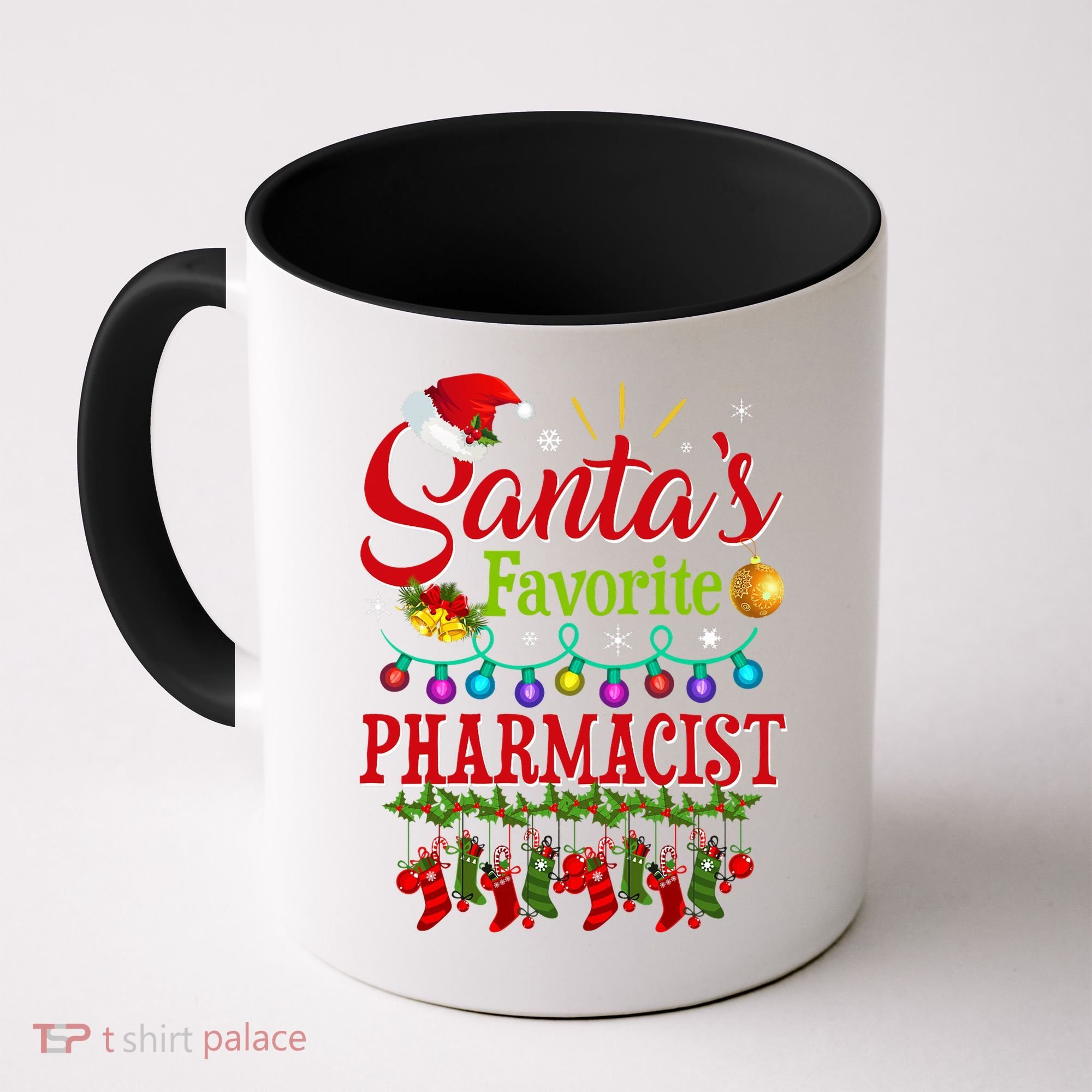 Funny SantaS Favorite Pharmacist Christmas Santa Hat Light Coffee Mug