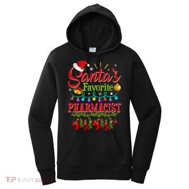 Funny SantaS Favorite Pharmacist Christmas Santa Hat Light Women's Hoodie