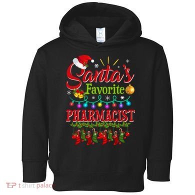 Funny SantaS Favorite Pharmacist Christmas Santa Hat Light Toddler Hoodie