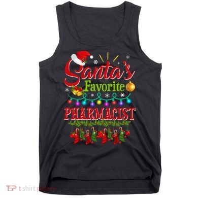Funny SantaS Favorite Pharmacist Christmas Santa Hat Light Tank Top