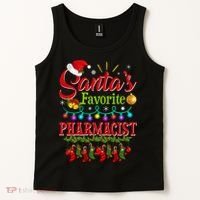 Funny SantaS Favorite Pharmacist Christmas Santa Hat Light Tank Top thumb 2