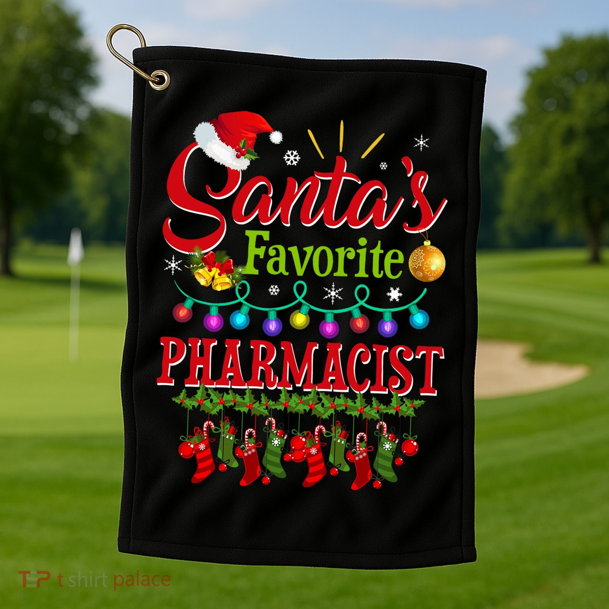 Funny SantaS Favorite Pharmacist Christmas Santa Hat Light Golf Towel