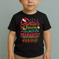 Funny SantaS Favorite Pharmacist Christmas Santa Hat Light Toddler T-Shirt thumb 2