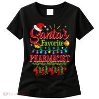 Funny SantaS Favorite Pharmacist Christmas Santa Hat Light Women's T-Shirt thumb 0