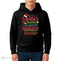 Funny SantaS Favorite Pharmacist Christmas Santa Hat Light Kids Hoodie thumb 4