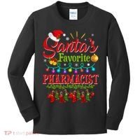 Funny SantaS Favorite Pharmacist Christmas Santa Hat Light Kids Long Sleeve Shirt thumb 0