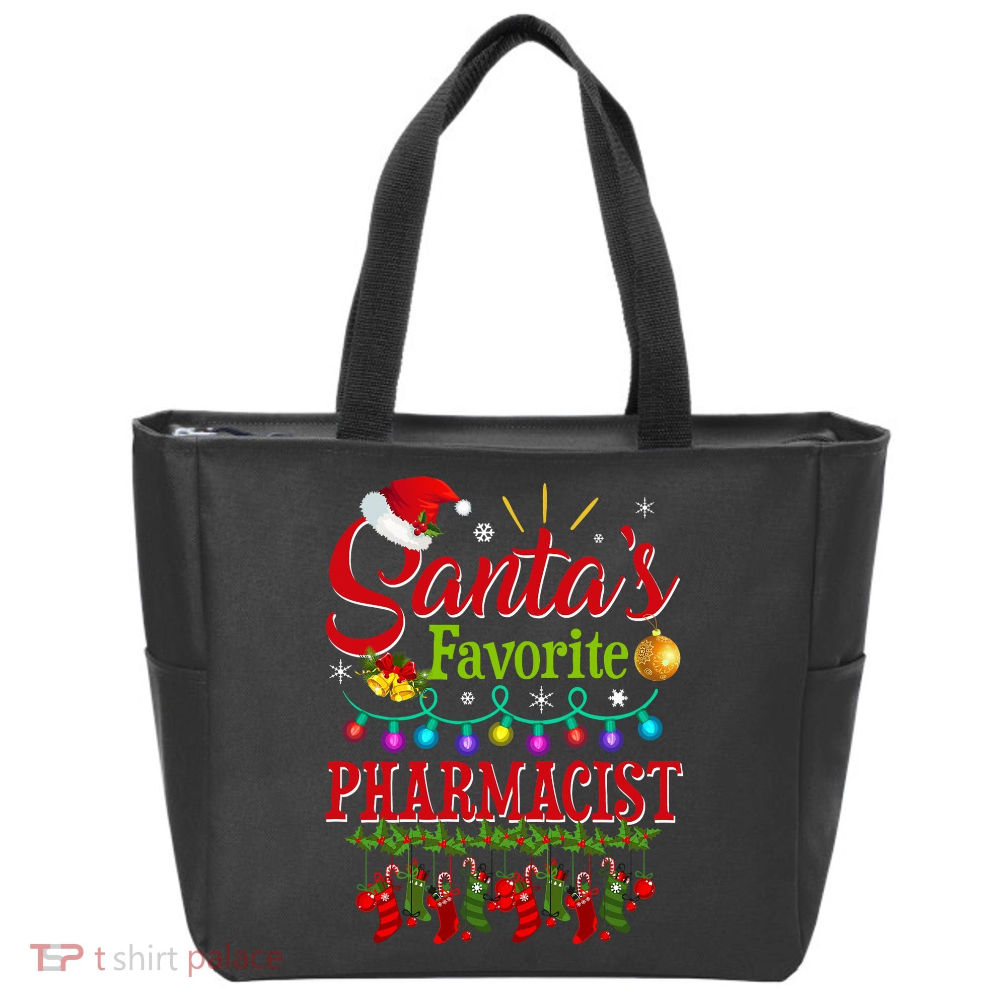 Funny SantaS Favorite Pharmacist Christmas Santa Hat Light Tote Bag