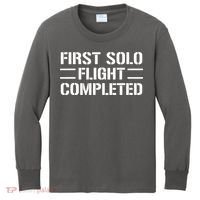 First Solo Flight Completed Pilot Student Tee Gift Kids Long Sleeve Shirt thumb 0