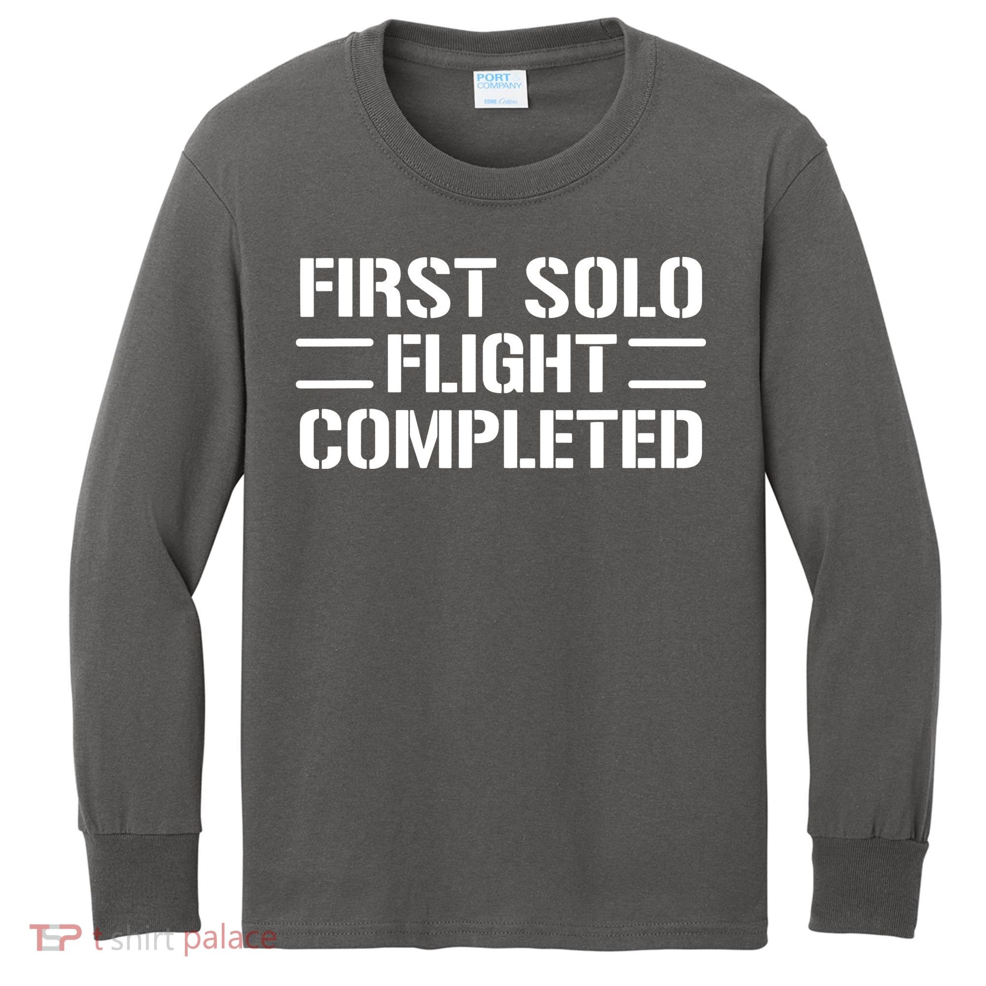 First Solo Flight Completed Pilot Student Tee Gift Kids Long Sleeve Shirt