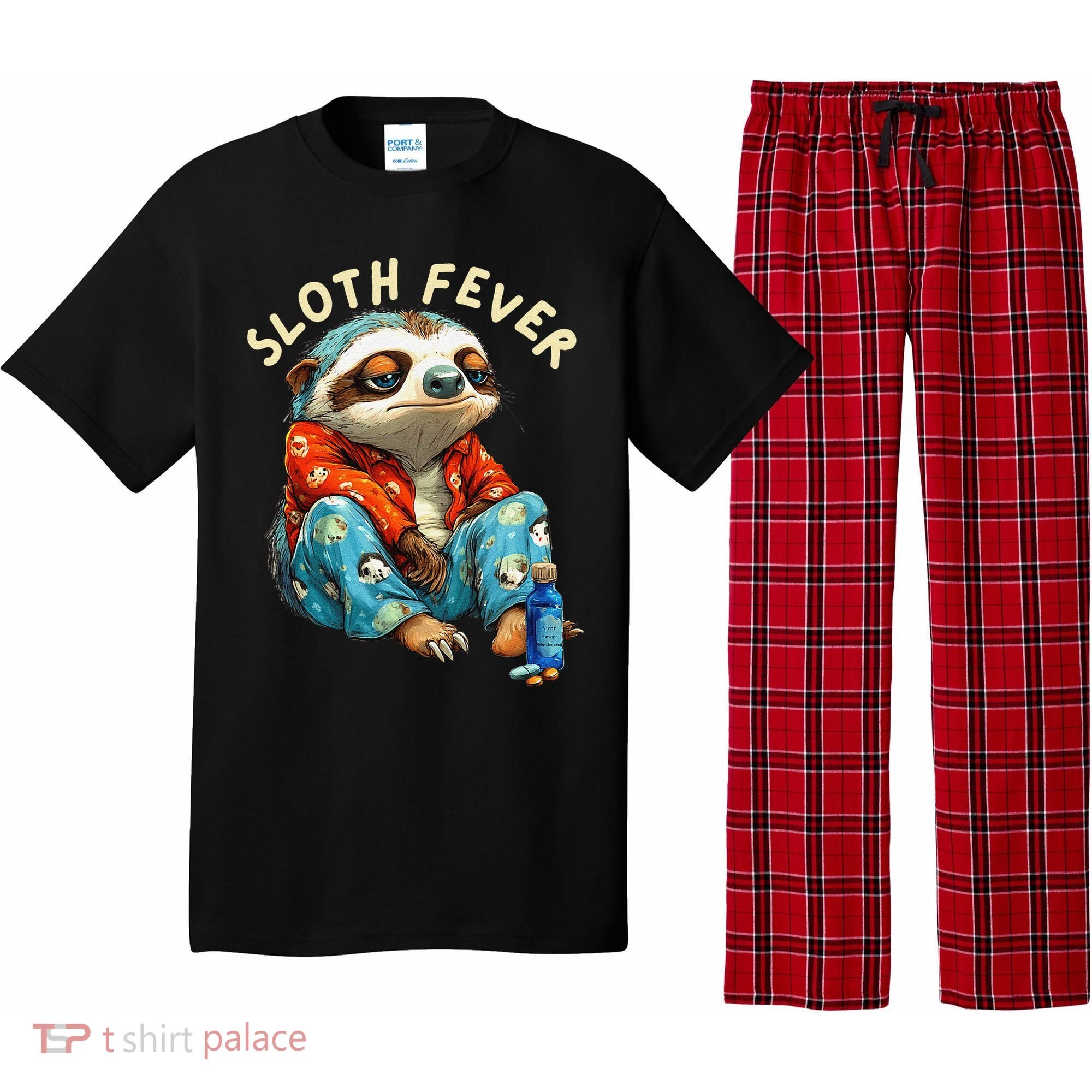 Funny Sloth Fever Humor Pajama Set