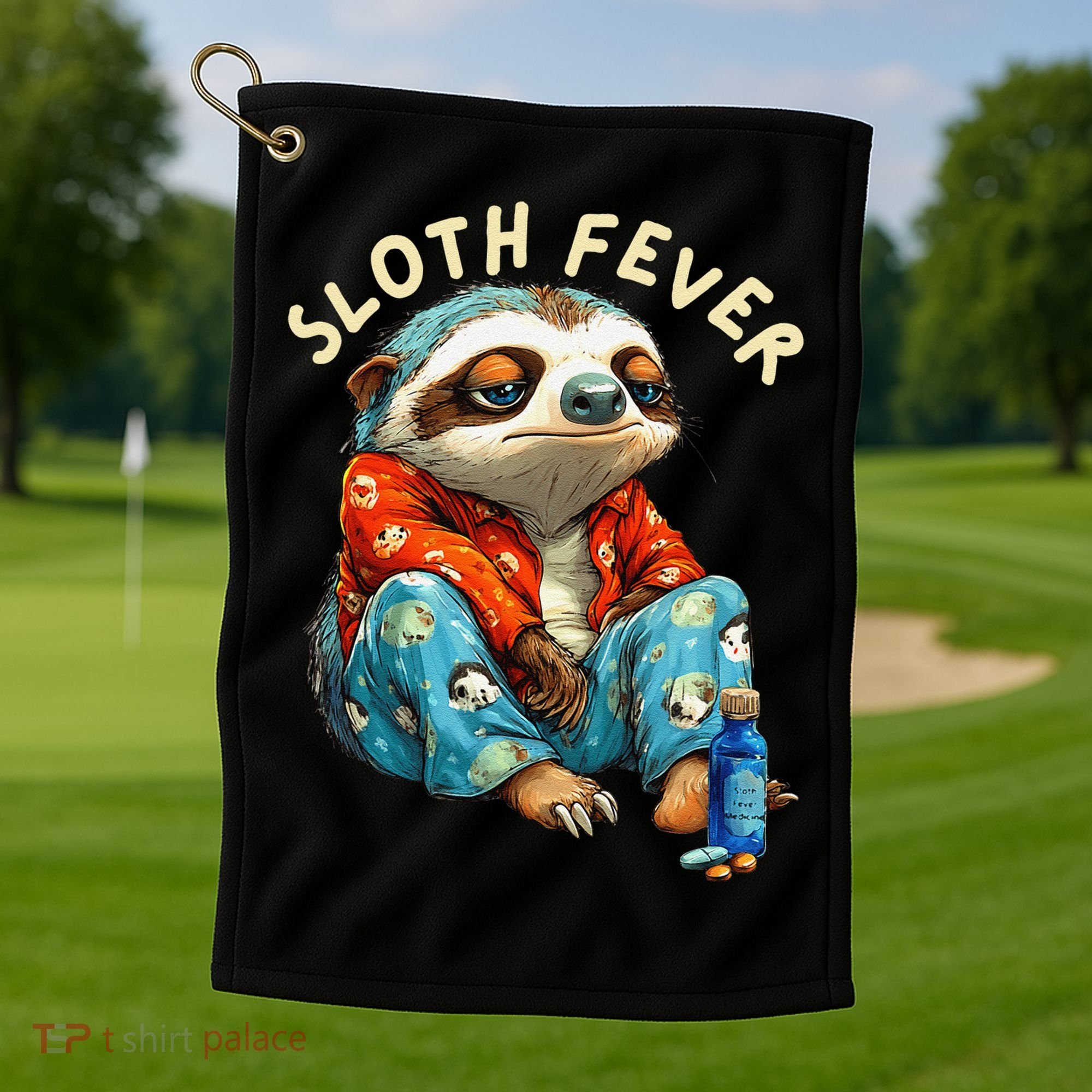 Funny Sloth Fever Humor Golf Towel
