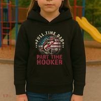 Fishing Shirt Full Time Dad Part Time Hooker Funny Bass Dad Kids Hoodie thumb 3