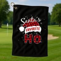 Funny Santa's Favorite Ho Christmas Plaid Buffalo Pajama Cool Gift Golf Towel thumb 1