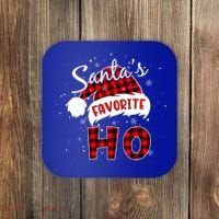 Funny Santa's Favorite Ho Christmas Plaid Buffalo Pajama Cool Gift Coaster thumb 0