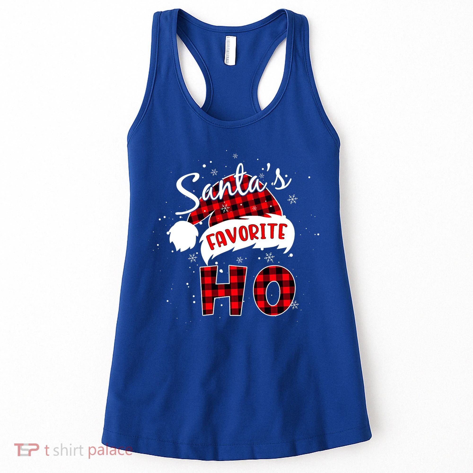 Funny Santa's Favorite Ho Christmas Plaid Buffalo Pajama Cool Gift Women's Tank Top