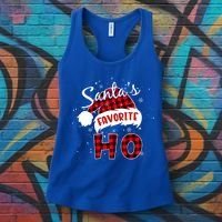 Funny Santa's Favorite Ho Christmas Plaid Buffalo Pajama Cool Gift Women's Tank Top thumb 3