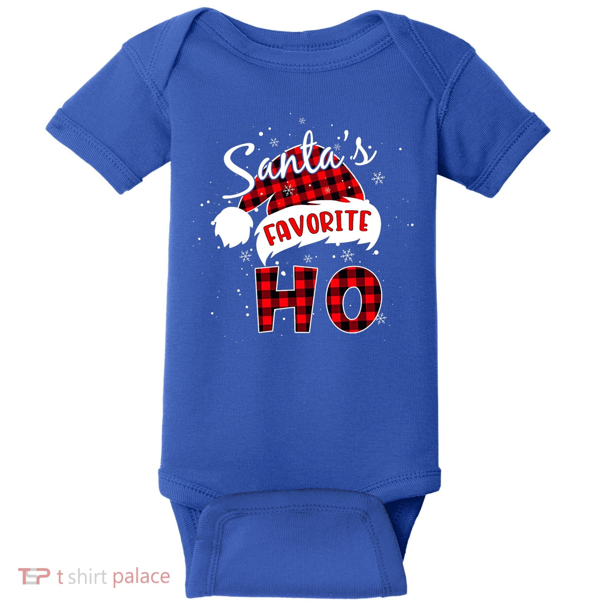 Funny Santa's Favorite Ho Christmas Plaid Buffalo Pajama Cool Gift Baby Bodysuit