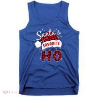 Funny Santa's Favorite Ho Christmas Plaid Buffalo Pajama Cool Gift Tank Top thumb 0