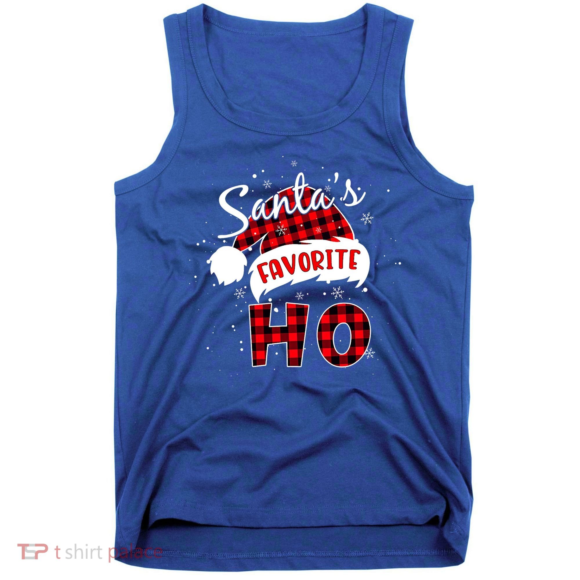 Funny Santa's Favorite Ho Christmas Plaid Buffalo Pajama Cool Gift Tank Top