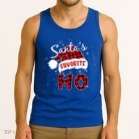 Funny Santa's Favorite Ho Christmas Plaid Buffalo Pajama Cool Gift Tank Top thumb 3