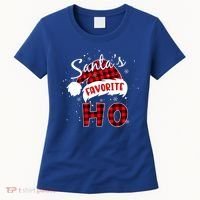Funny Santa's Favorite Ho Christmas Plaid Buffalo Pajama Cool Gift Women's T-Shirt thumb 0