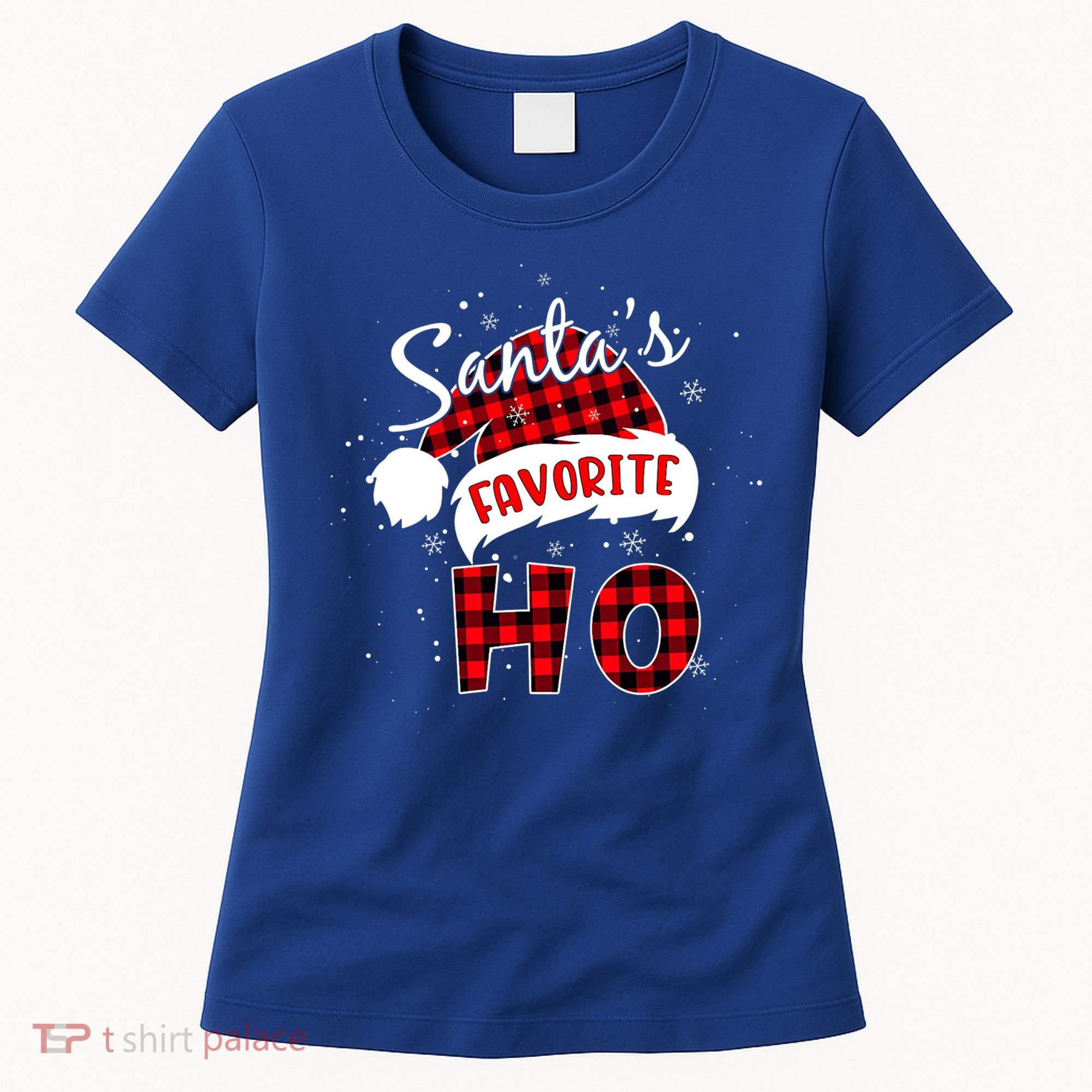 Funny Santa's Favorite Ho Christmas Plaid Buffalo Pajama Cool Gift Women's T-Shirt