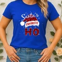 Funny Santa's Favorite Ho Christmas Plaid Buffalo Pajama Cool Gift Women's T-Shirt thumb 2