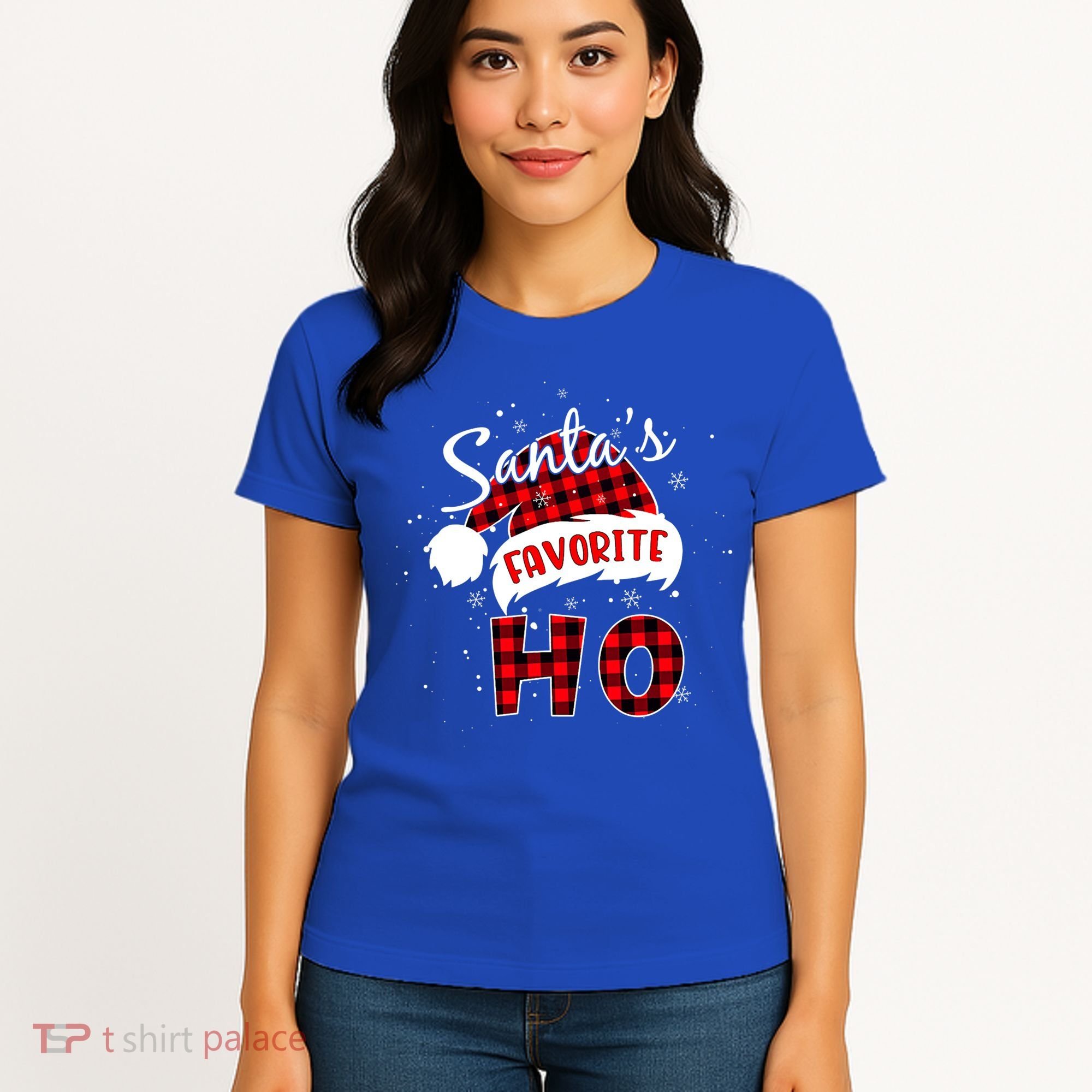 Funny Santa's Favorite Ho Christmas Plaid Buffalo Pajama Cool Gift Women's T-Shirt