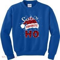 Funny Santa's Favorite Ho Christmas Plaid Buffalo Pajama Cool Gift Kids Sweatshirt thumb 0