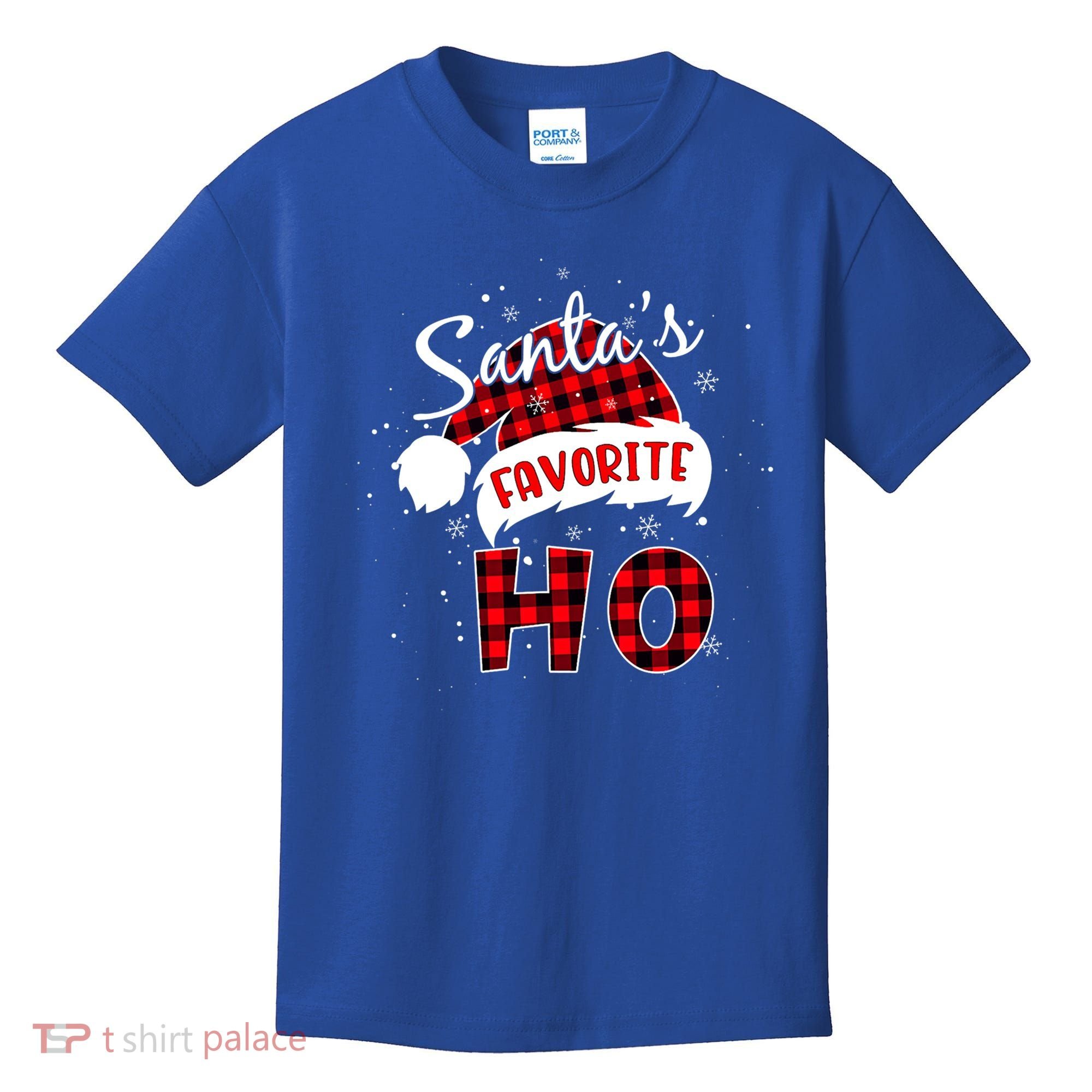Funny Santa's Favorite Ho Christmas Plaid Buffalo Pajama Cool Gift Kids T-Shirt