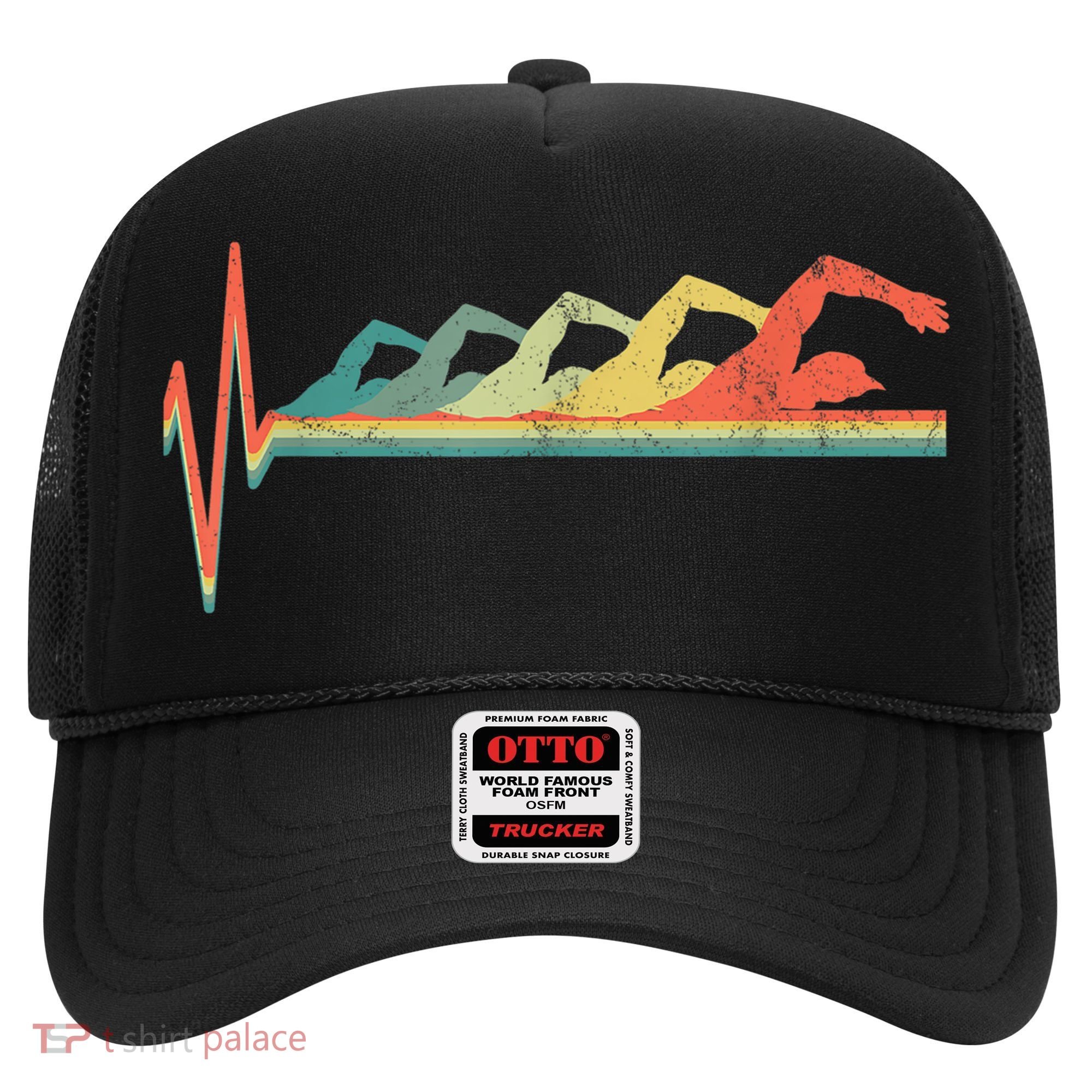 Funny Swimming Gift Swimmer Heartbeat Retro Gift Hat