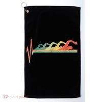 Funny Swimming Gift Swimmer Heartbeat Retro Gift Golf Towel thumb 0