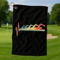 Funny Swimming Gift Swimmer Heartbeat Retro Gift Golf Towel thumb 1