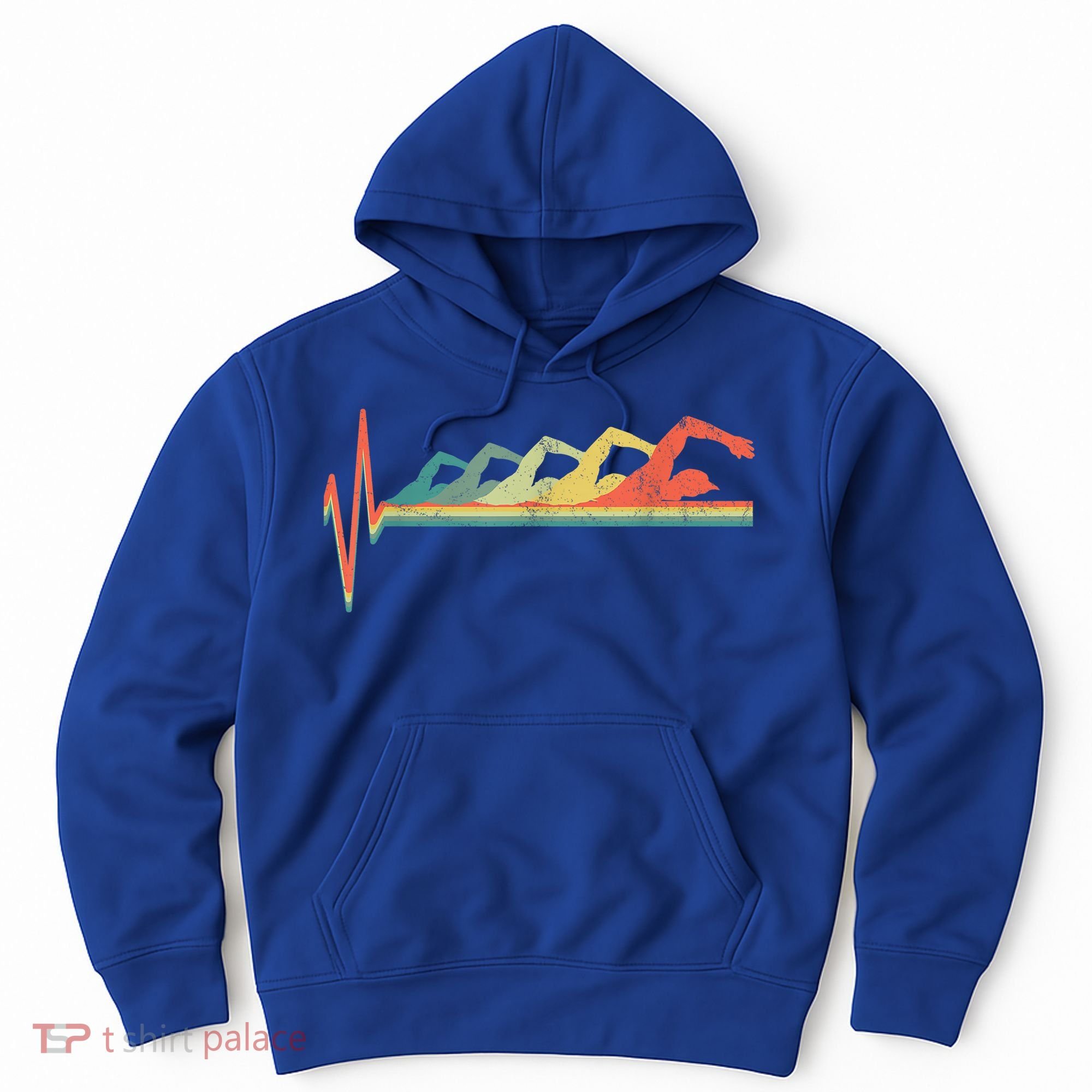Funny Swimming Gift Swimmer Heartbeat Retro Gift Hoodie