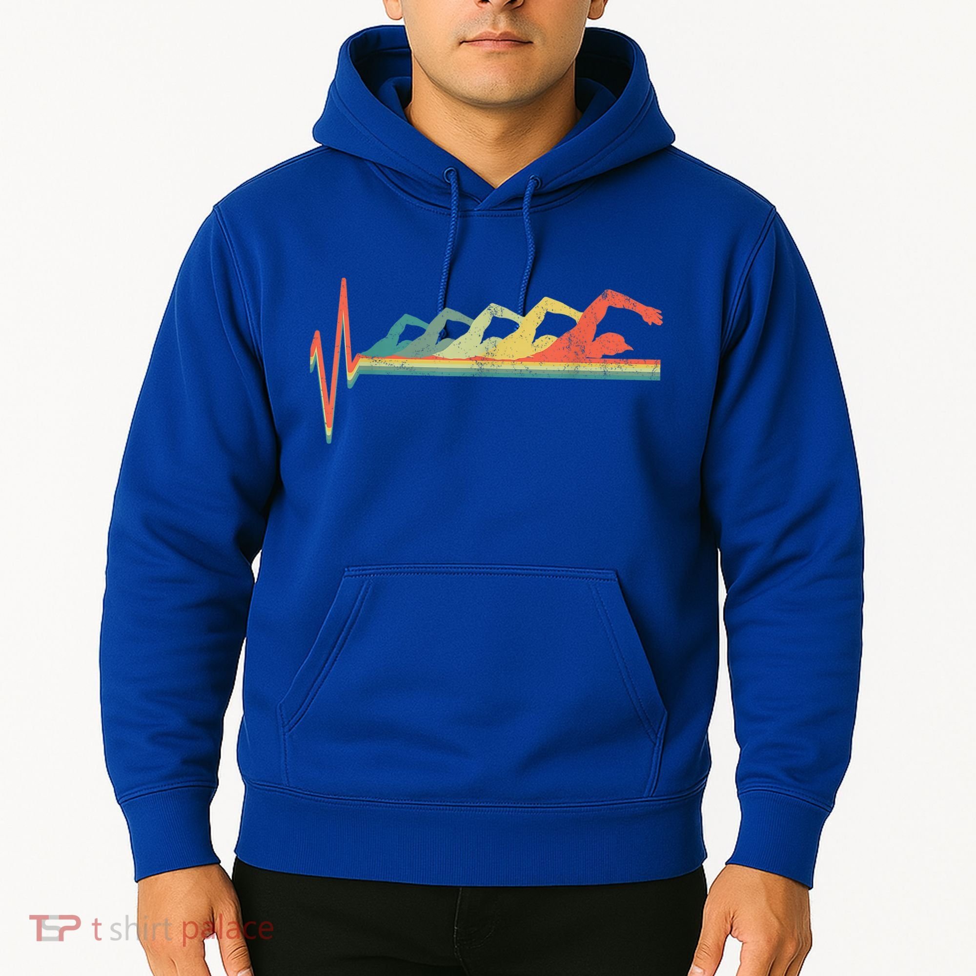 Funny Swimming Gift Swimmer Heartbeat Retro Gift Hoodie